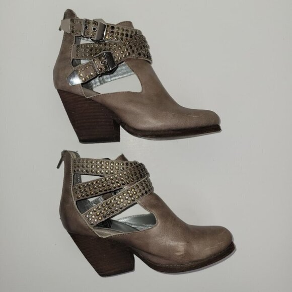 Vintage by Jeffrey Campbell Gray Leather Studded Ankle Fashion Boot Size 6.5 - Picture 6 of 11